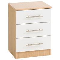 hilton 3 drawer bedside oak and white front