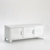 Hiba Matte White Industrial Style TV Unit with 3 Doors
