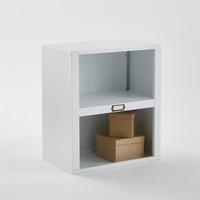 Hiba 2-Compartment Matte White Steel Shelf Cabinet