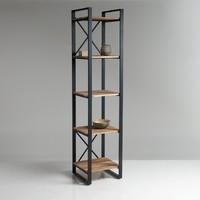 Hiba Oak and Steel 5-Shelf Column Unit