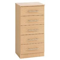 Hilton 5 Drawer Bedside Oak and White Front