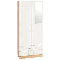 hilton 2 door wardrobe and 2 drawers and mirror oak and white front