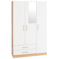 Hilton 3 Door Wardrobe and 2 Drawers and Mirror Oak and White Front
