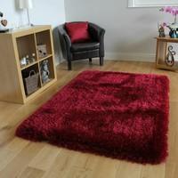 High Quality Sumptous Supersoft Non Shedding Red Shaggy Rug 3 Sizes Available Glamour