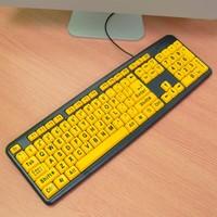 High Contrast Computer Keyboard With Large Print Yellow Keys