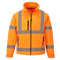 HI VIS Softshell Jacket Water Resistant Breathable High Visibility Workwear [S] [Orange]