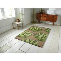 High Quality Green & Brown Flower Motif Wool Rug Sorrento 30 - 150cm x 230cm (4\'11\