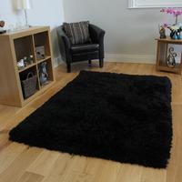 High Quality Black Super Soft Extra Thick Pile Faux Fur Rug - Deluxe Black FF 80x150