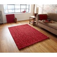 High Quality Luxurious Energetic Red 100% Wool Shag Rug - Bobbles 150cm x 230cm (4ft\