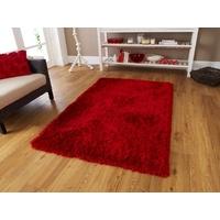 high quality soft rich red chunky shag pile rug geneva 110cm x 170cm 3 ...
