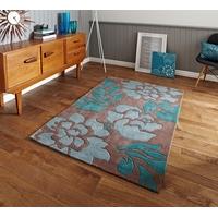 high class elegant brown blue soft floral motif area rug 33 phoenix 12 ...