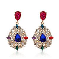 High Quality Water Drop Dangle Earrings 18K Rose Gold Plated Elegant Popular Colorful Crystal Earrings For Women Girls