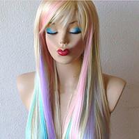 Highlights The Gradient Long Straight Hair Anime COSPLAY Wig Game The Blonde Fancy Dress Party Wigs