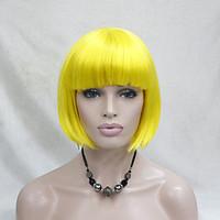 High-quality Synthetic Hair Yellow Anime Cosplay Costume Short BOB Wig