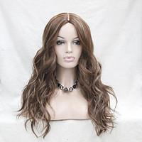 High Quality Heat Resistant Synthetic Caramel With Blonde Highlights Wavy Lace Front Long Wig