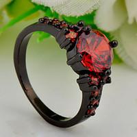 High Quality Fashion Women Pomegranate Red Round Zircon Ring