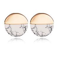 High Quality New Design 2016 Fashion Brand Geometric Round White Turquoise Stud Earrings For Women Jewelry