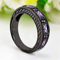 High Quality Fashion Women\'s Black Gold 10 KT Purple Zircon Ring