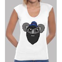 hipster koala - v neck