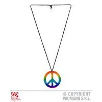 Hippie Necklace With Multicolor Peace Medallion For Fancy Dress