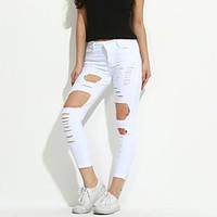 High Rise Micro-elastic Jeans Pants, Simple Sexy Vintage Slim Skinny Solid