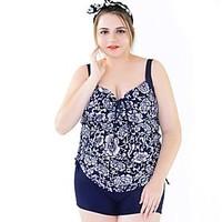 High Quality Plus Size Women Two Pieces Swimwear Floral Sling Free Wire 3 Colors Tankini Swimsuit