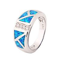 High Quality Fashion Platinum Blue Opal Water Ring