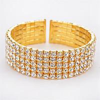 High Quality Fashion Elegant Charm Plated Gold/Silver Full Rhinestone Cuff Bangle Bracelets For Women Weddings Bridal Jewelry Accessories