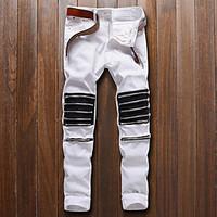 High Quality 29-38 Plus Size Famous Brand Men Jeans Men Casual Hip Hop Pants 100% Cotton Street chic Loose Straight Stripe Zipper Denim Pants
