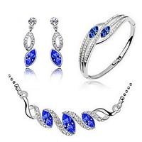 High Quality Full Crystal Pendant Jewelry Set Necklace Earring (Assorted Color)