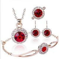 high quality crystal round shape jewelry set necklace earring bracelet ...