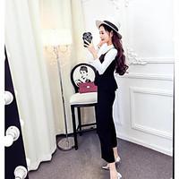 Hitz Women Korean fashion sexy nightclub Slim long-sleeved shirt wide leg pants suit female autumn