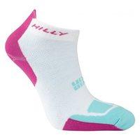 Hilly Twinskin Socklet - Womens - White/Fluorescent Pink/Aquamarine