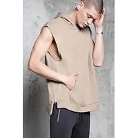 high low sleeveless hoodie