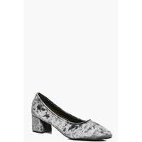 High Vamp Block Heel Ballet - grey