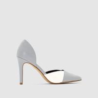 high heeled court shoes with inset detail