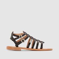 hic flat leather multi strap sandals