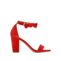 high heeled leather sandals with tie fastening