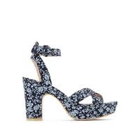 High-Heeled Sandals with Floral Print