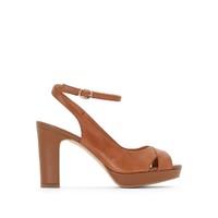 High-Heeled Leather Sandals with Crossover Straps