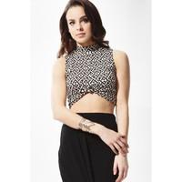 HIGH NECK PRINTED CROP TOP