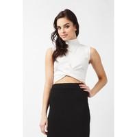 HIGH NECK KNOT FRONT CROP TOP