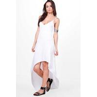 High Low Hem Strappy Maxi Dress - white