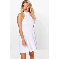 High Neck Scuba Skatr Dress - ivory