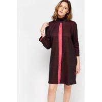 high neck colour panel knitted dress