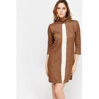 High Neck Colour Panel Knitted Dress