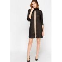 High Neck Colour Panel Knitted Dress