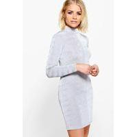 High Neck Bodycon Dress - dove