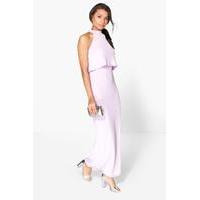 high neck double layer maxi dress violet