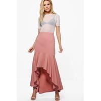 High Low Hem Crepe Maxi Skirt - rose